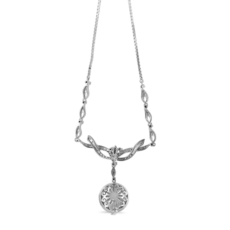 Palladium Vintage Mabe Pearl and Diamond Necklace