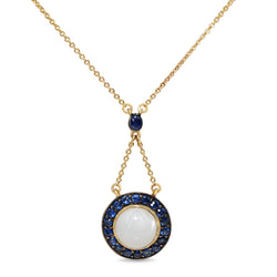 9ct Yellow Gold Sapphire and Moonstone Necklace