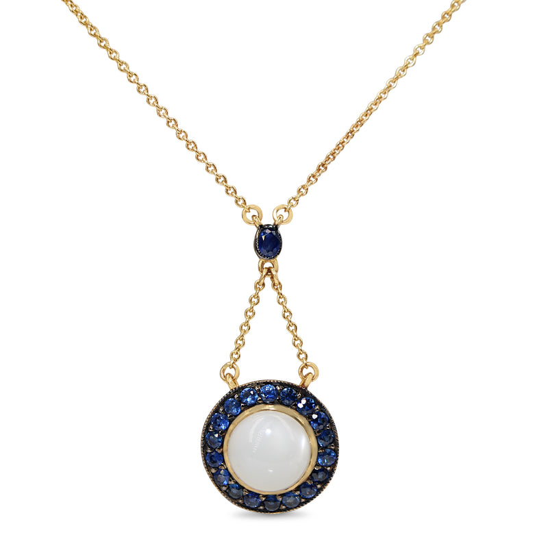 9ct Yellow Gold Sapphire and Moonstone Necklace