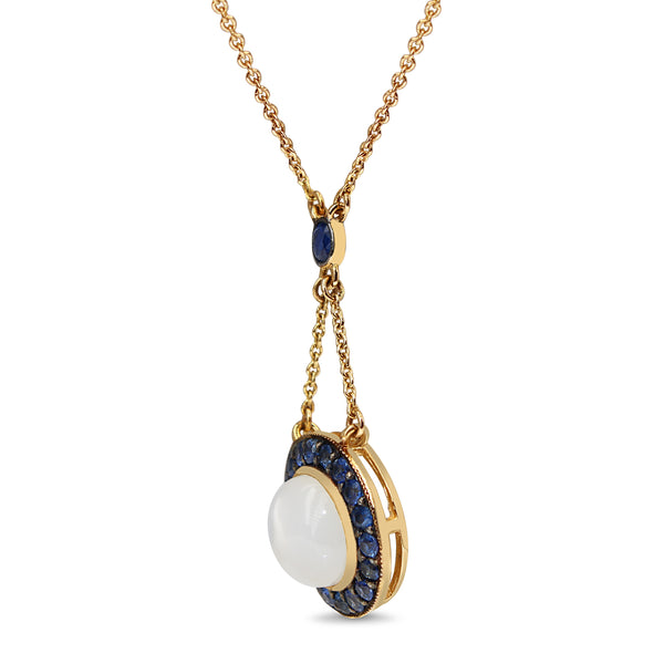 9ct Yellow Gold Sapphire and Moonstone Necklace