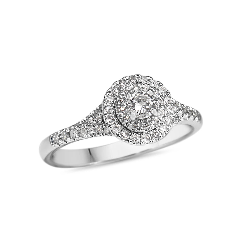 10ct White Gold Double Halo Diamond Ring