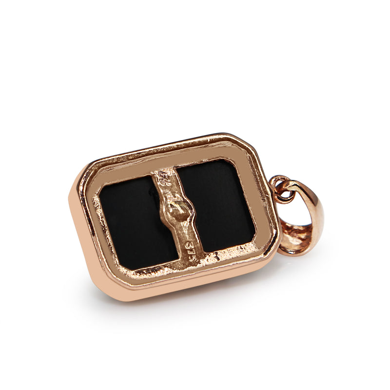 9ct Rose Gold Onyx and Diamond Pendant