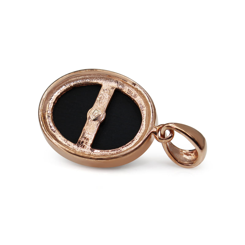 9ct Rose Gold Onyx and Diamond Pendant