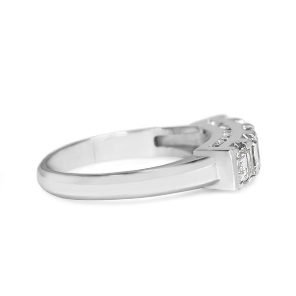 Platinum Carre Cut 5 Stone Diamond Band