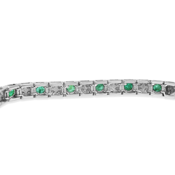 Palladium Emerald and Diamond Vintage Bracelet