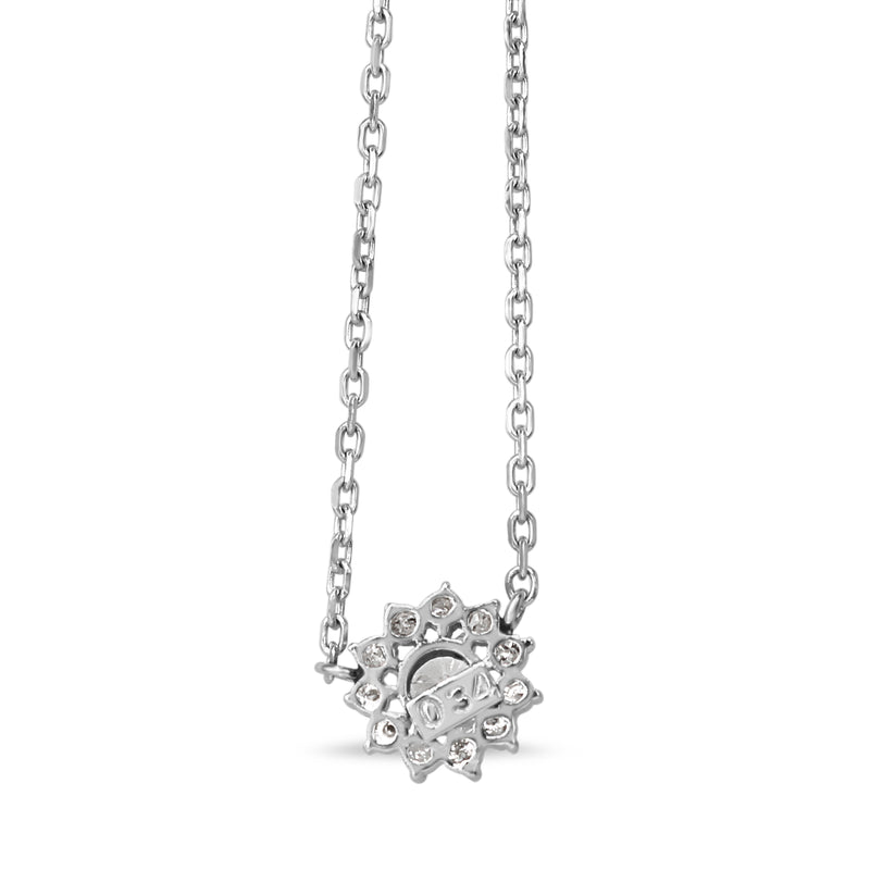 Platinum Diamond Halo Cluster Necklace