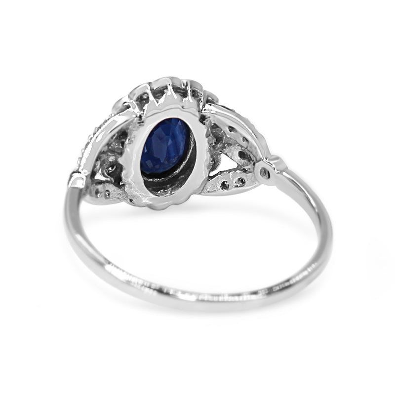 9ct White Gold Sapphire and Diamond Daisy Cluster Ring