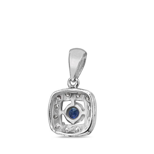 9ct White Gold Sapphire and Diamond Halo Pendant