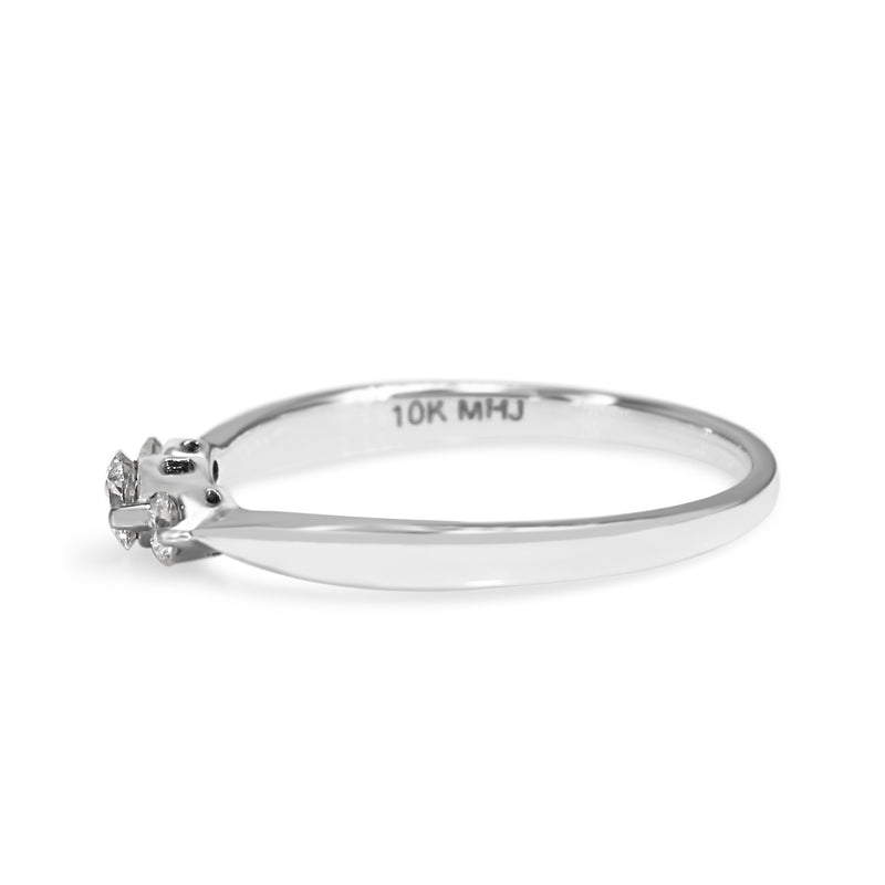 10ct White Gold Fine 3 Stone Diamond Ring