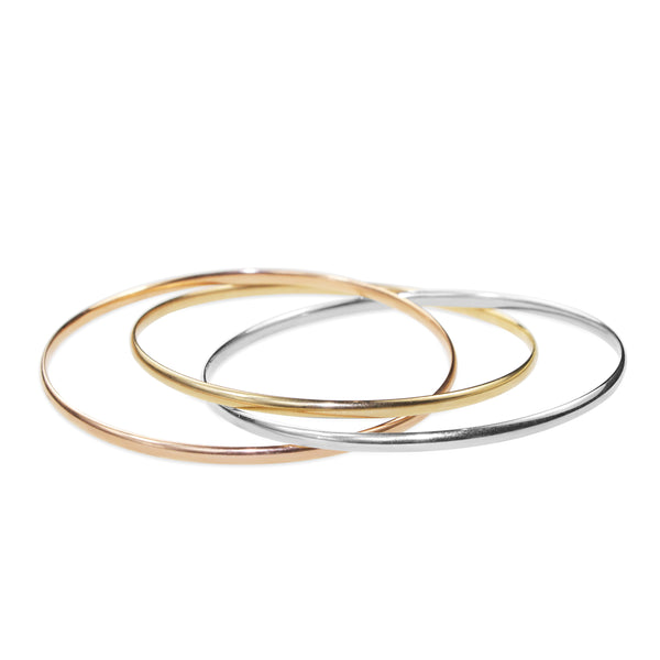 9ct Yellow, White and Rose Gold 3 Tone Russian Style Bangle