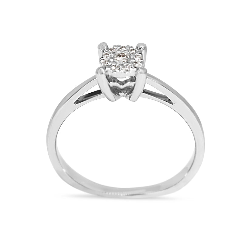 9ct White Gold Illusion Diamond Cluster Ring