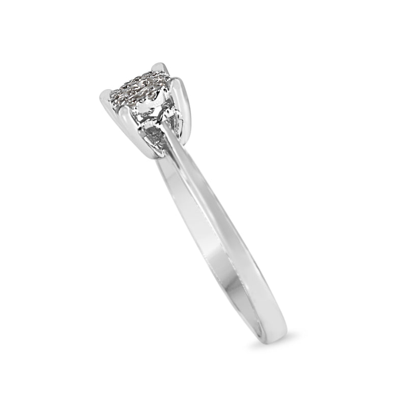 9ct White Gold Illusion Diamond Cluster Ring