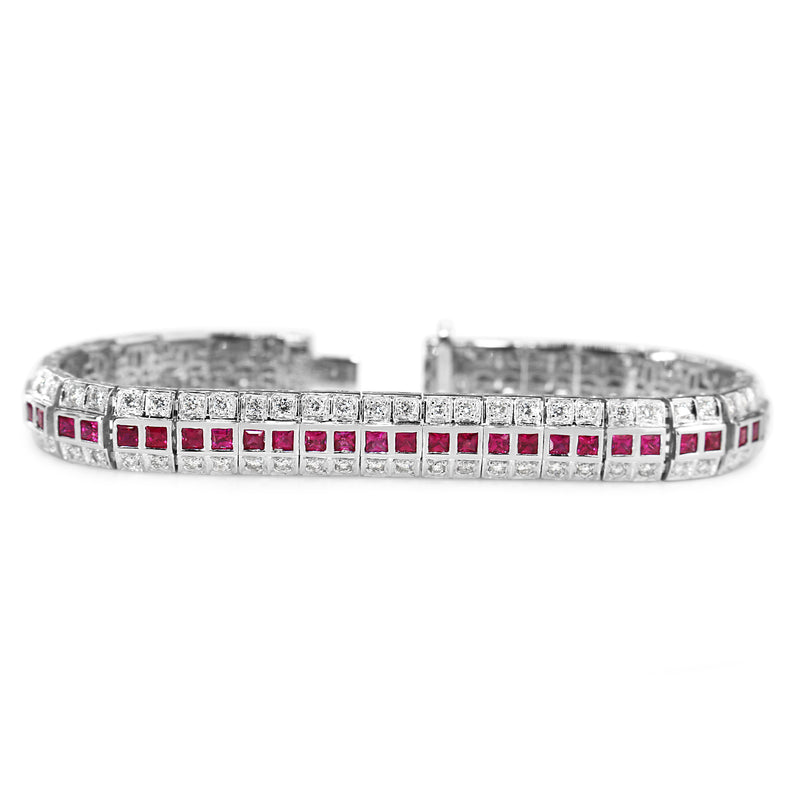 Platinum Ruby and Diamond Bracelet