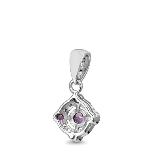 9ct White Gold Pink Sapphire and Diamond Deco Style Pendant