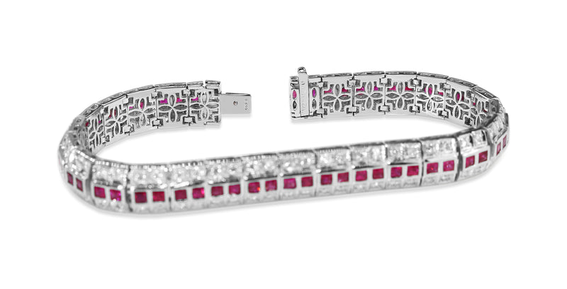 Platinum Ruby and Diamond Bracelet