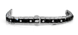 18ct White Gold Faceted Onyx and Diamond Buckle Bracelet