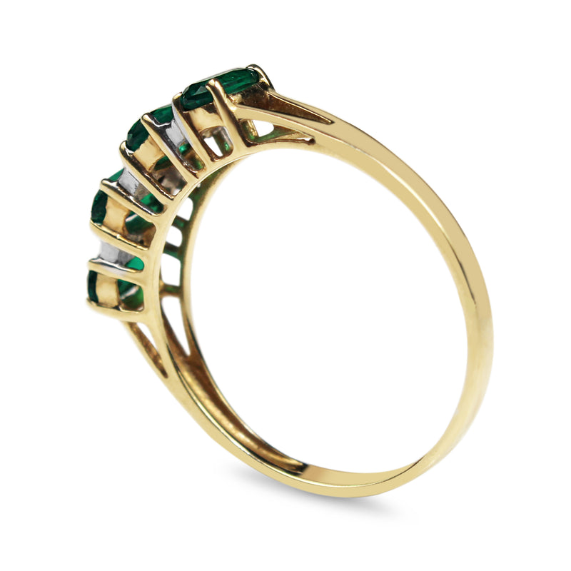 9ct Yellow and White Gold 4 Stone Gilson Emerald and Diamond Ring