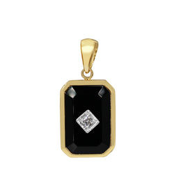 9ct Yellow Gold Onyx and Diamond Pendant