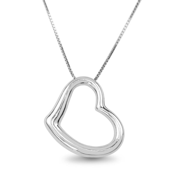 18ct White Gold Tilted Heart Necklace