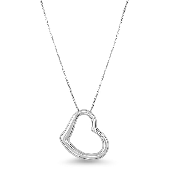 18ct White Gold Tilted Heart Necklace