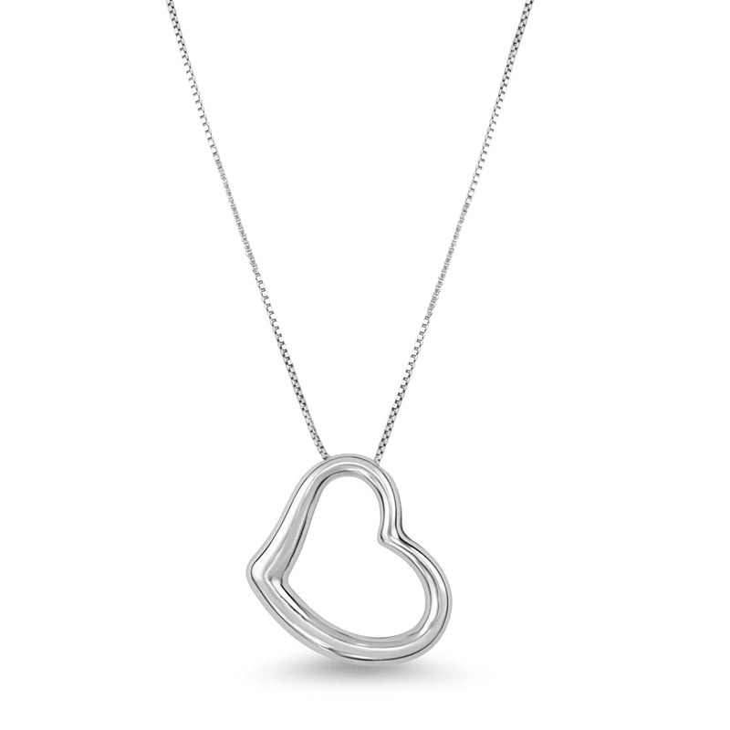 18ct White Gold Tilted Heart Necklace