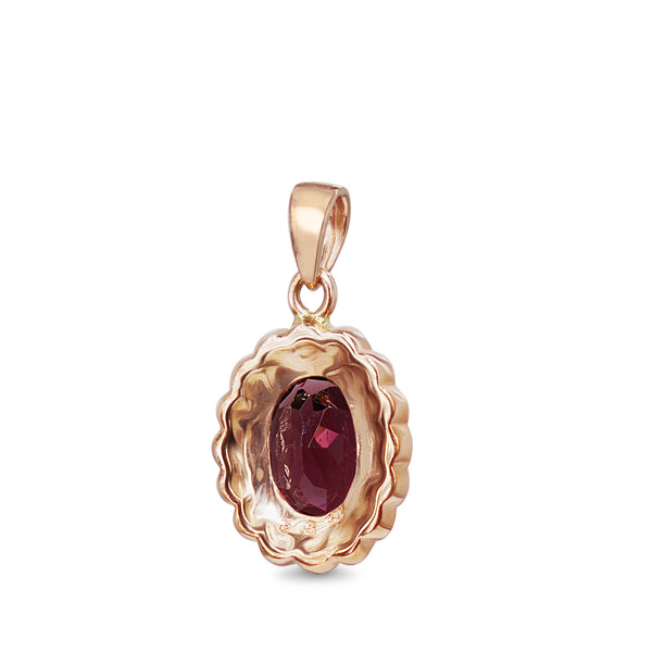 9ct Rose Gold Tourmaline and Seed Pearl Daisy Style Pendant