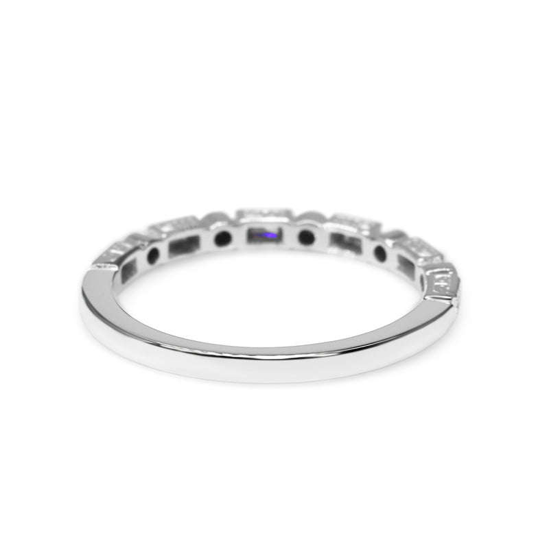 9ct White Gold Art Deco Style Baguette Diamond Band Ring