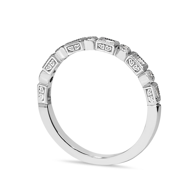9ct White Gold Art Deco Style Baguette Diamond Band Ring
