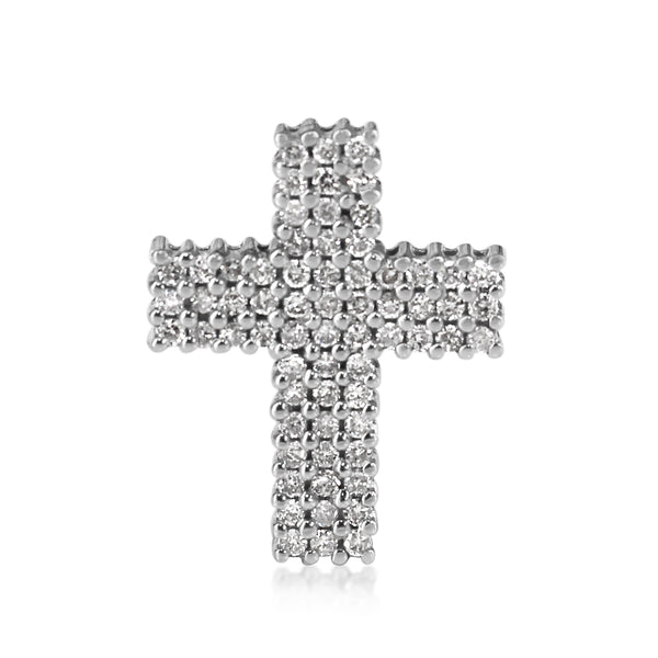 14ct White Gold Pavé Diamond Cross Pendant