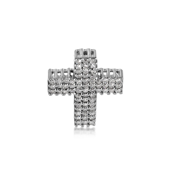 14ct White Gold Pavé Diamond Cross Pendant