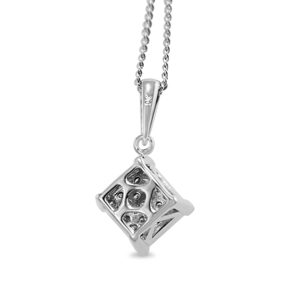 9ct White Gold Cluster Diamond Pendant