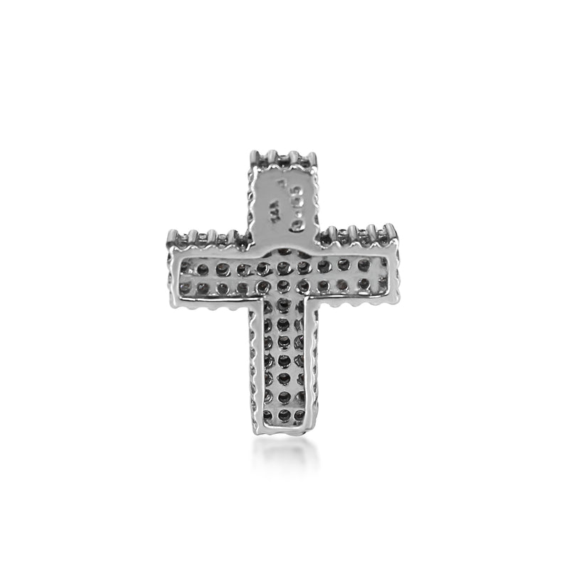 14ct White Gold Pavé Diamond Cross Pendant