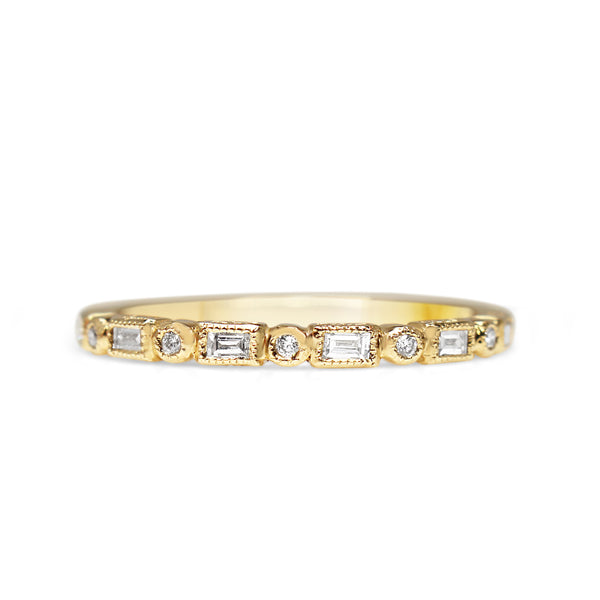 9ct Yellow Gold Art Deco Style Baguette Diamond Band Ring