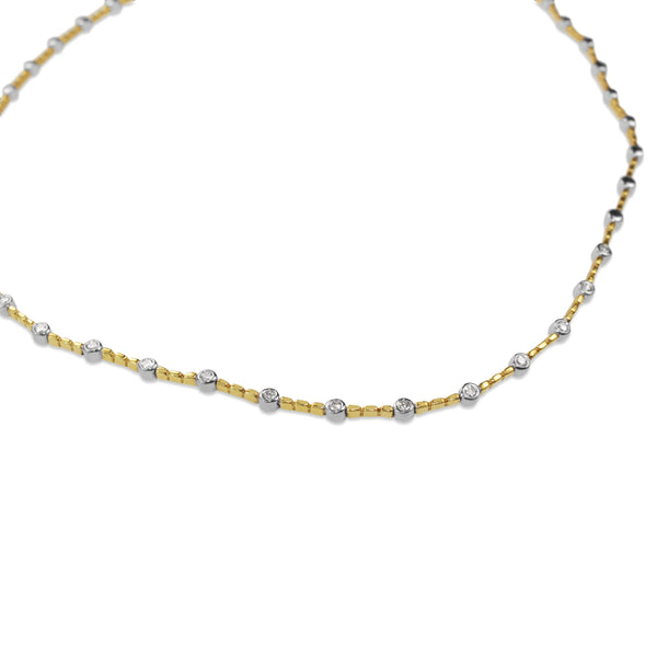 18ct Yellow and White Gold Diamond Necklace