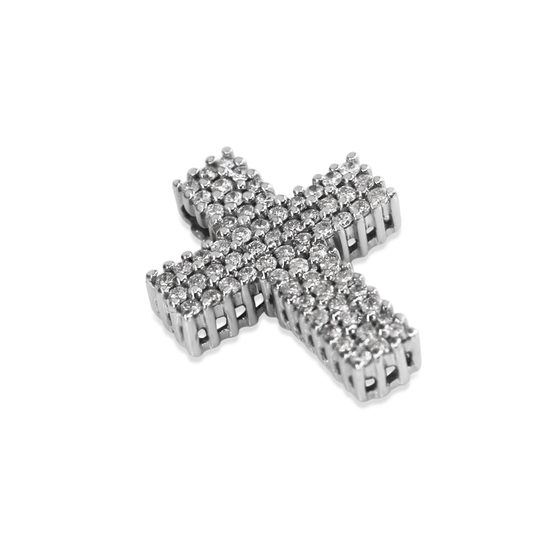 14ct White Gold Pavé Diamond Cross Pendant