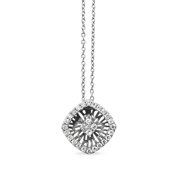 14ct White Gold Filigree Diamond Necklace