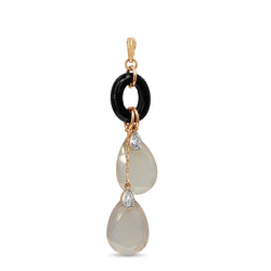 9ct Rose Gold Onyx, Diamond and Moonstone Pendant