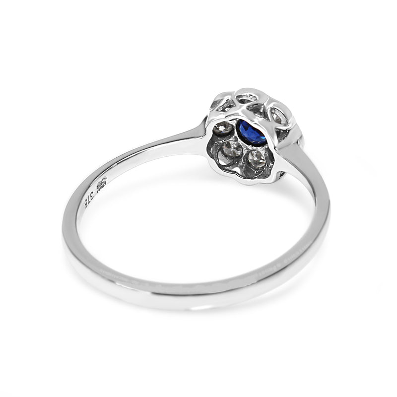 9ct White Gold Sapphire and Diamond Daisy Ring