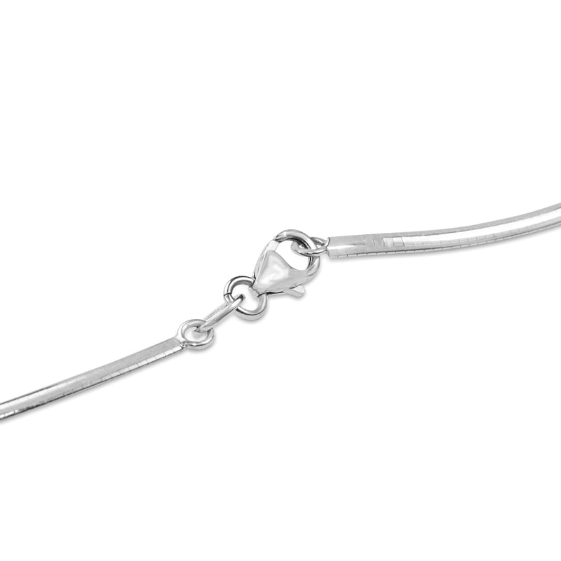 14KT White Gold Thin Neck Wire Weave Chain Omega Necklace .50mm – LSJ