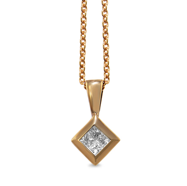 9ct Yellow Gold Illusion Set Diamond Pendant