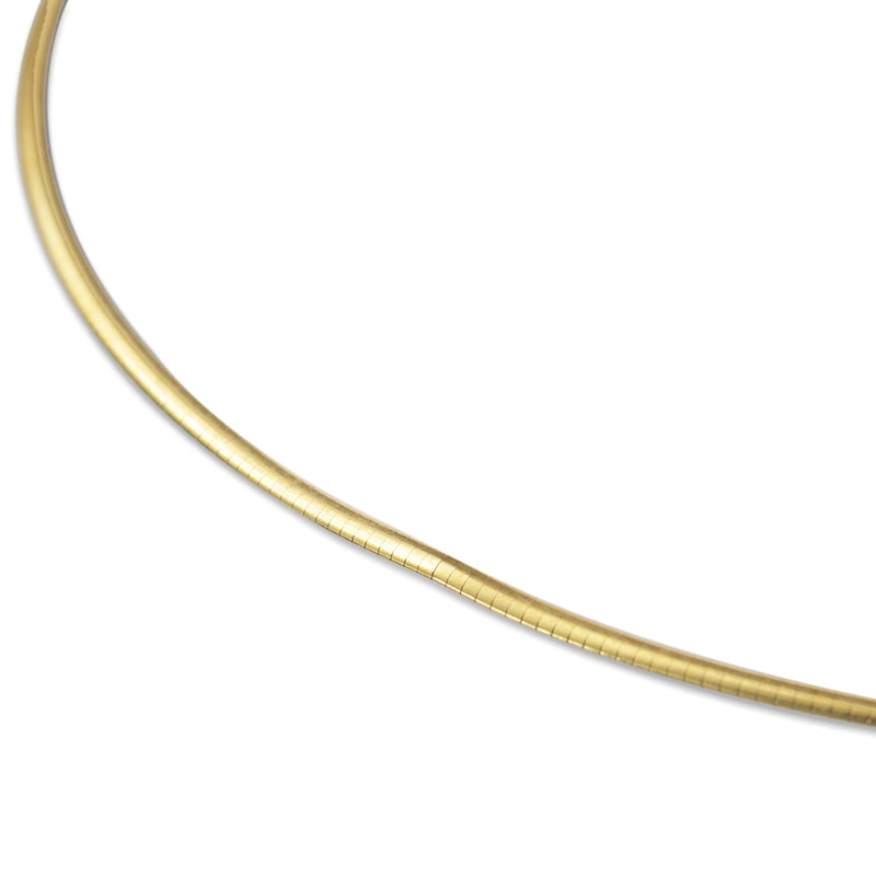 Quality Gold 14k 4mm Reversible White & Yellow Domed Omega Necklace ROM4 -  The Diamond Family