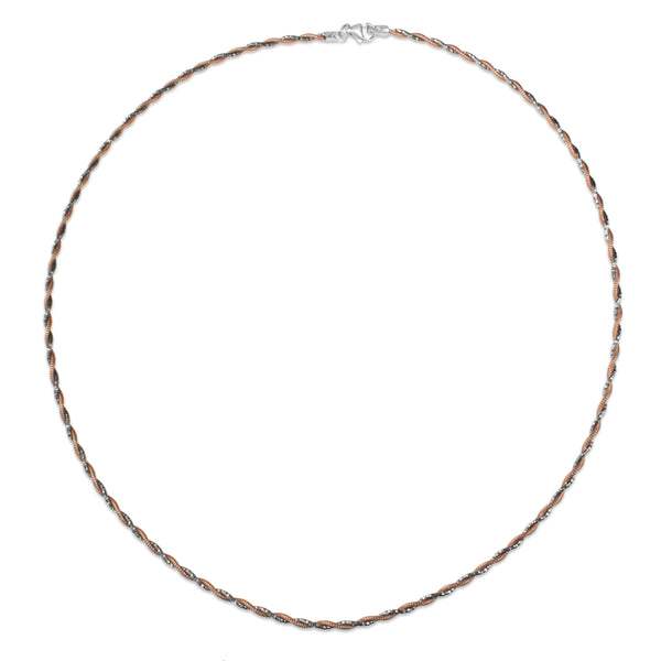 9ct Rose and White Gold Rope Style Omega Necklace