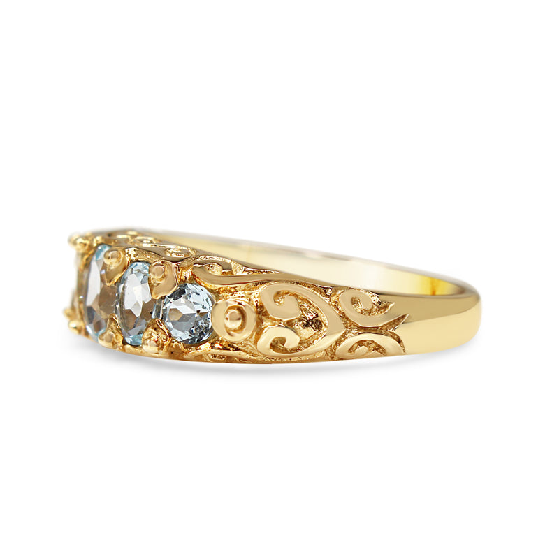 9ct Yellow Gold Antique Style Topaz 5 Stone Ring