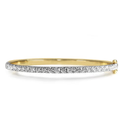 9ct Yellow and White Gold 3.05ct Hinged Diamond Bangle