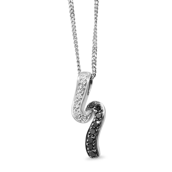 9ct White Gold Black and White Diamond Necklace