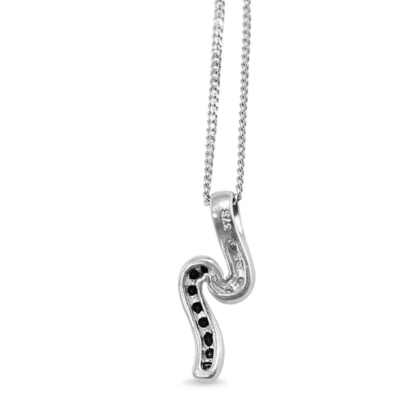 9ct White Gold Black and White Diamond Necklace