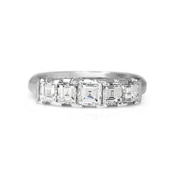 Platinum Carre Cut 5 Stone Diamond Band