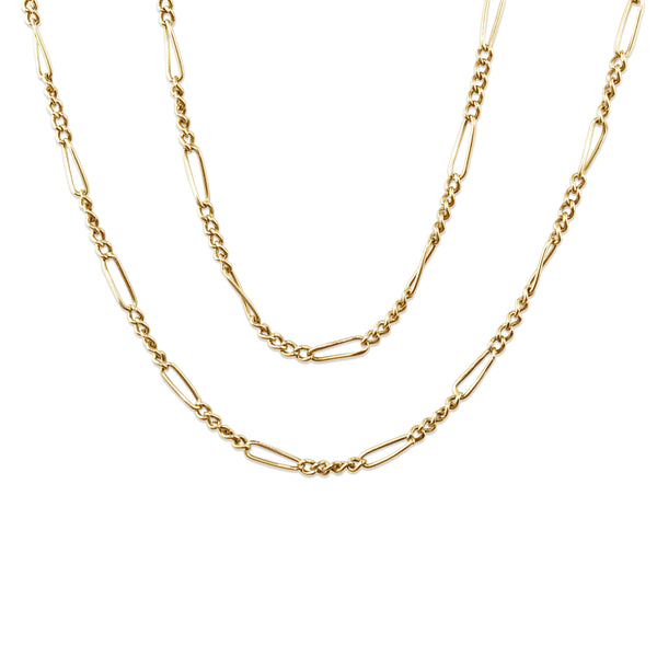 18ct Yellow Gold Fancy Curb Link Chain Necklace