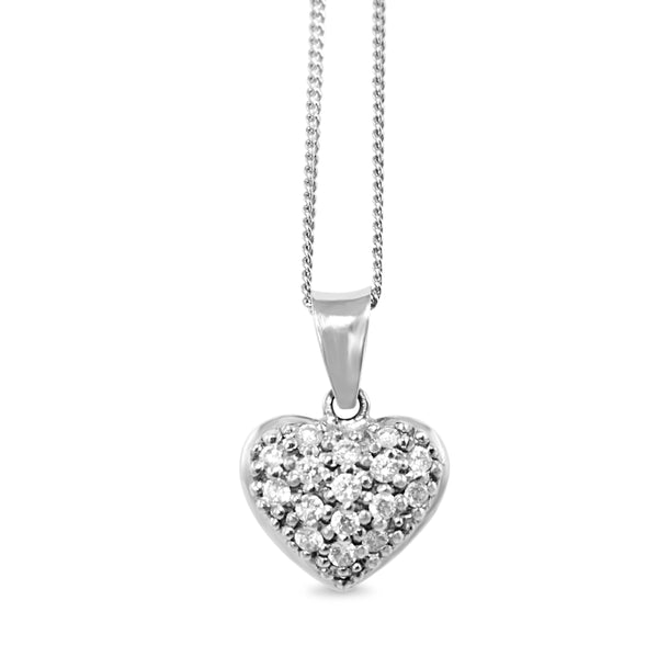 18ct White Gold Diamond Heart Pendant