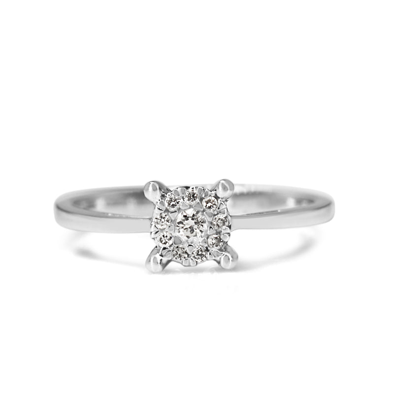 9ct White Gold Illusion Diamond Cluster Ring